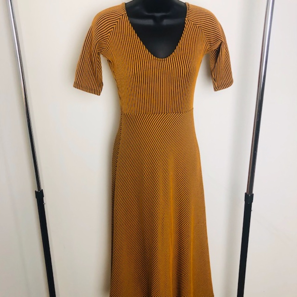 NWT Zara Mustard and Black Striped Dress | Size S